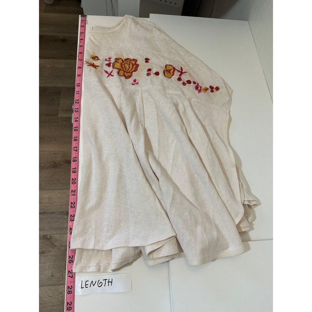 Easel Los Angeles Floral Embroidered Oversized Knit Top Cream Boho L Peasant - Picture 12 of 15
